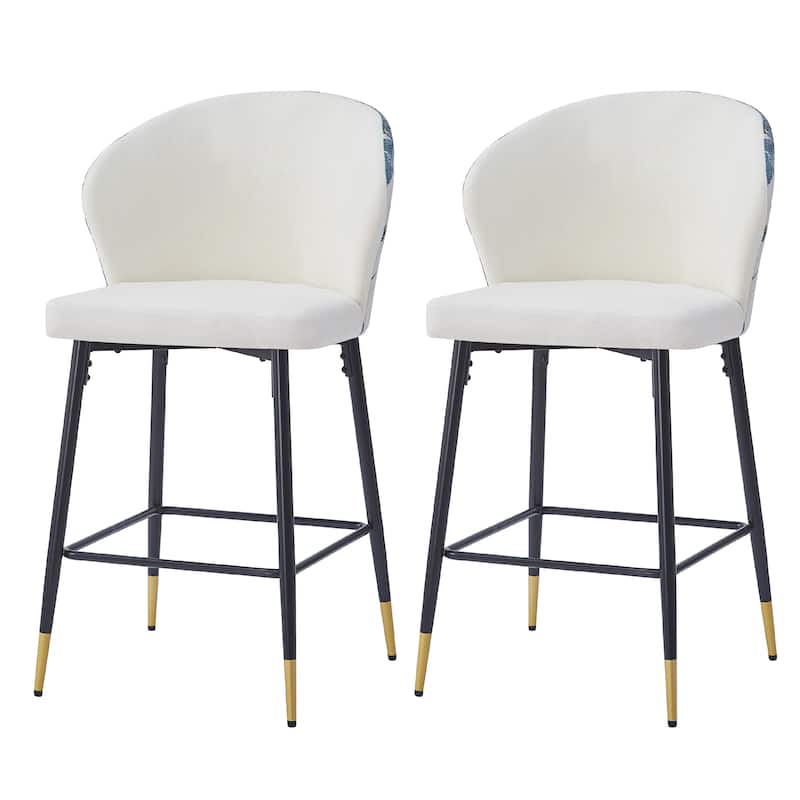 Kaedros 28" Seat Height Upholstered Jacquard Bar Stools with Footrest by Christopher Knight Home