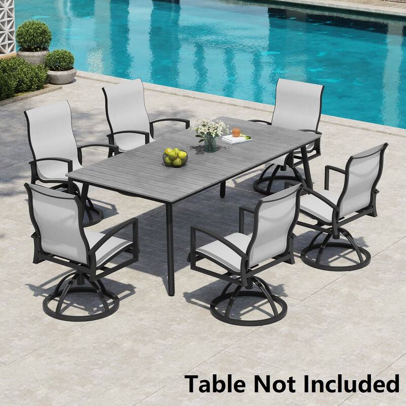 Outdoor Patio Aluminum Swivel Dining Chairs Armchair Sunbrella Fabric