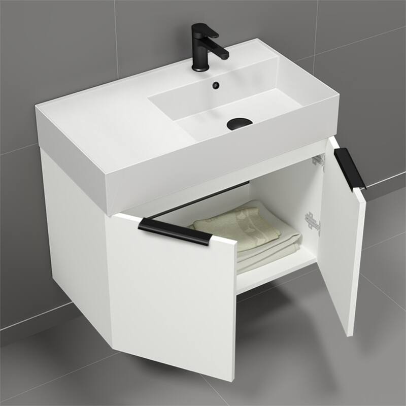 Nameeks Derin-3217-W-C-R Derin 32" Wall Mounted Single Basin Vanity