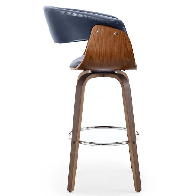 26"/29" Faux Leather Swivel Bar Stools, Wood Counter Stool