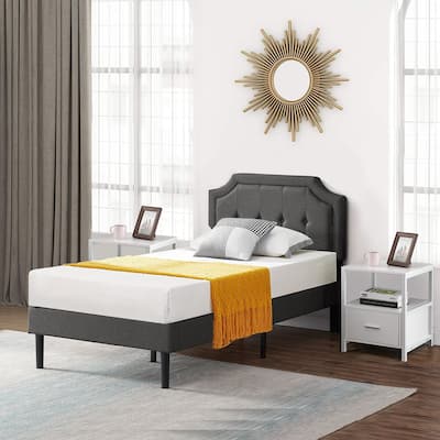 VECELO 3-Pieces Modern Upholstered Bed with Height Adjustable Headboard and Nightstands Sets