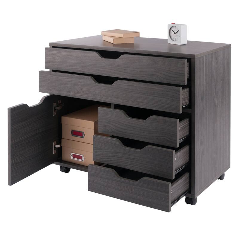 Halifax 3-Section Multi-Storage Mobile Cabinet Charcoal Finish