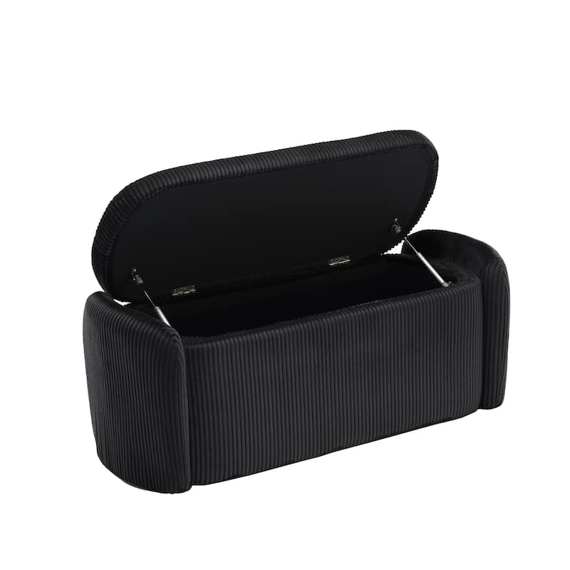 Bedroom End Bench,Upholstered Fabric Storage Ottoman with Safety Hinge, Entryway Padded Footstool,