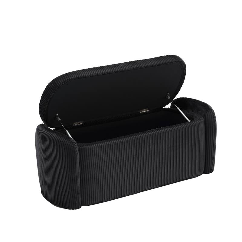 Entryway Upholstered Fabric Storage Ottoman