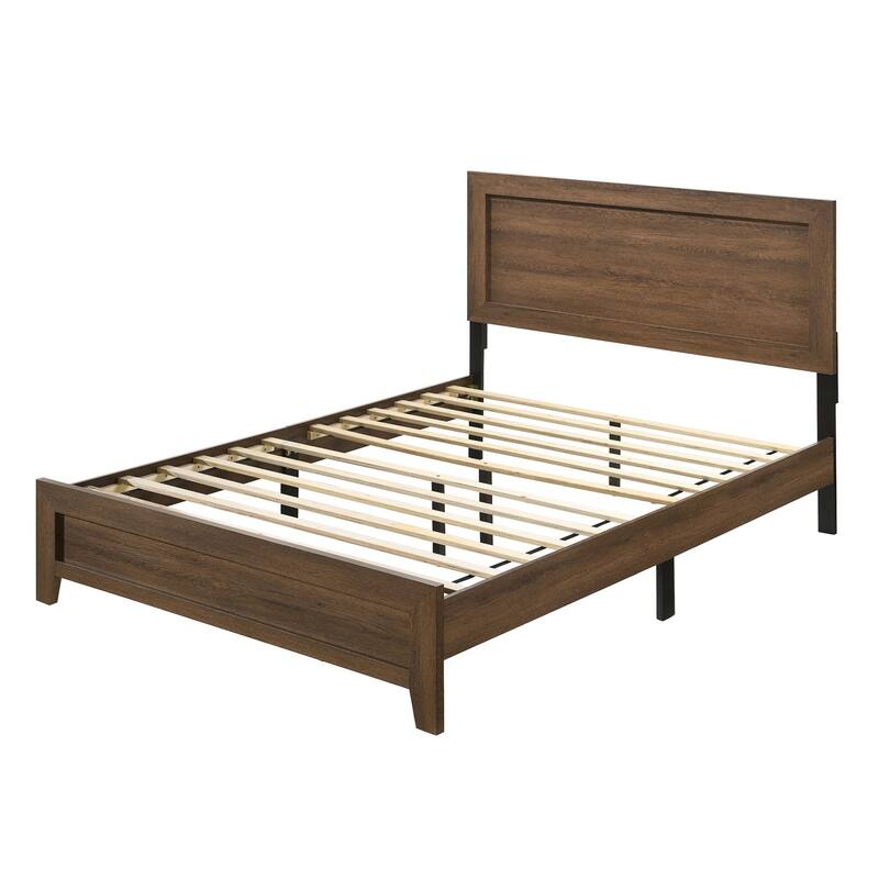 Wooden Panel Bed in Oak Finish