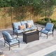 preview thumbnail 67 of 119, MAISON ARTS Outdoor Sofa Set 4/6-Piece Patio Conversation Set with 45'' Gas Fire Pit Table Set 1 - Blue