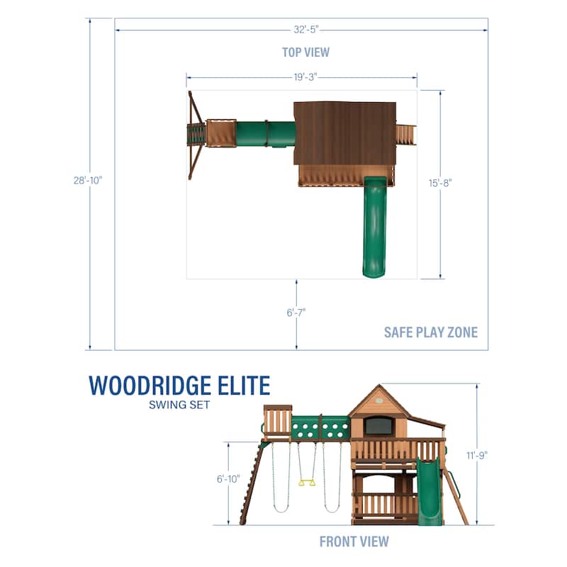 Backyard Discovery Woodridge Elite Cedar Wood Swing Set, Slide, Tunnel - 19'3" x 15'8"