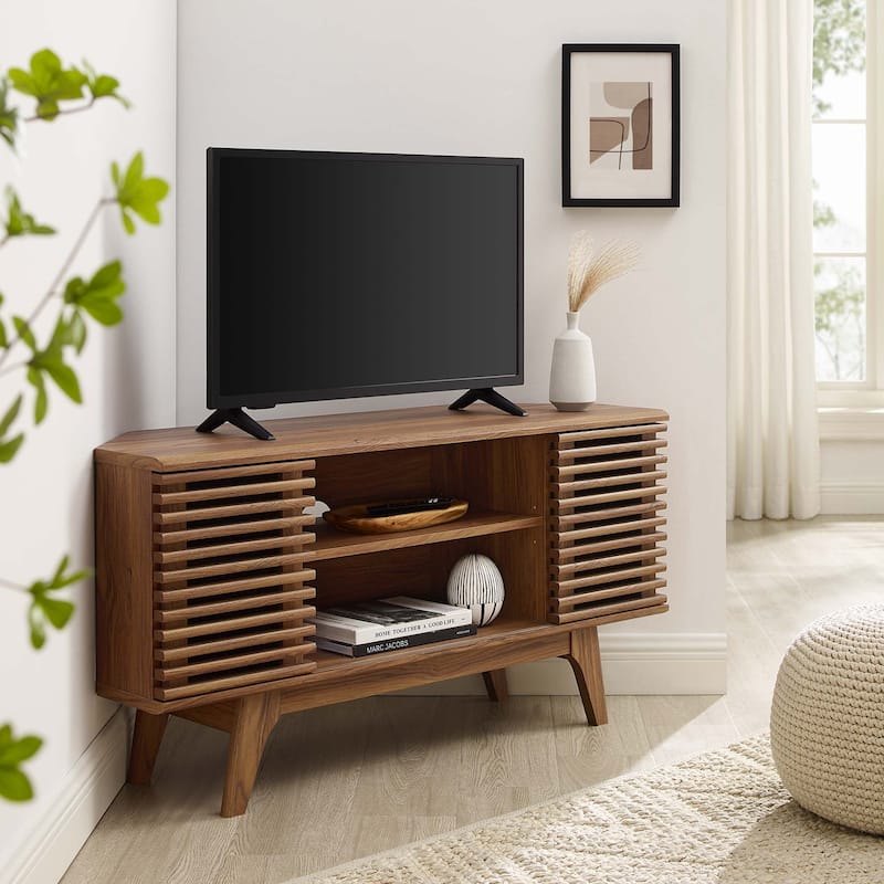 Render 46" Corner TV Stand - Walnut