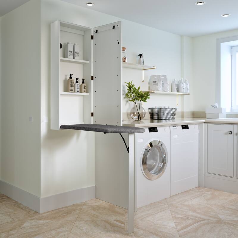 SEI Furniture Wall-mounted Ironing Board and Storage Center