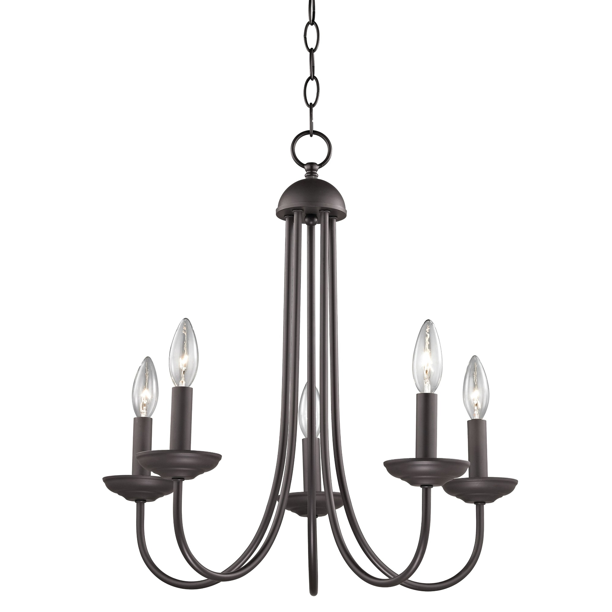 5-Light Slim Rounded Arm Ceiling Chandelier - 23" - Bronze