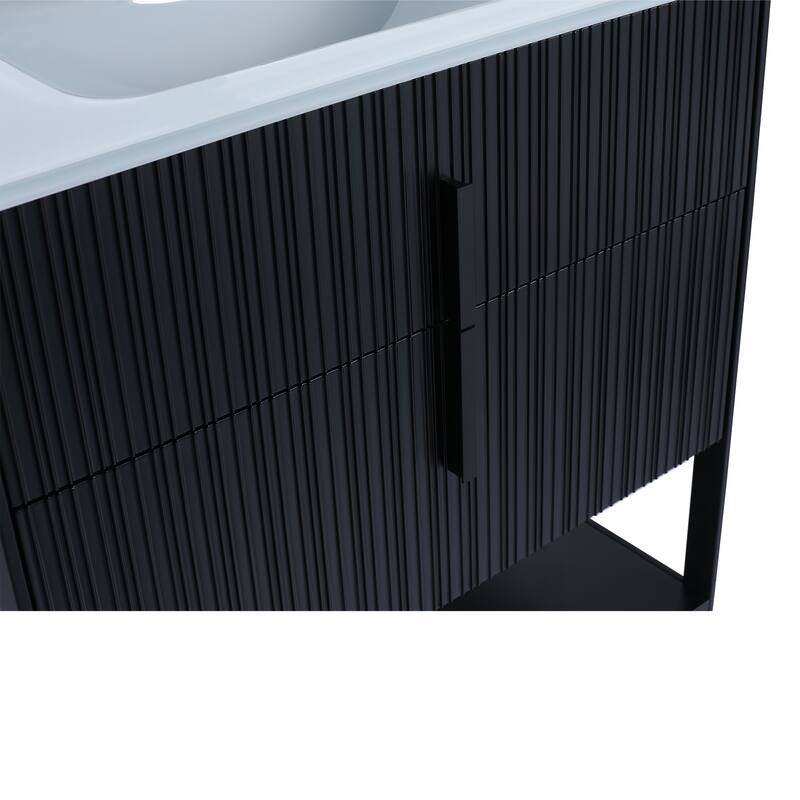 Fine Fixtures Serenity Modern Bathroom Vanity with White Glass Top