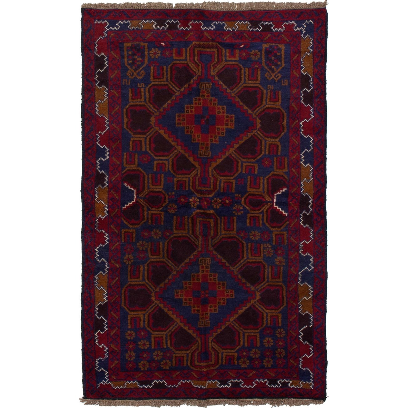 334795 eCarpet Gallery Area Rug for Living Room Bedroom Hand-Knotted Wool Rug Rizbaft Bordered Brown Rug 3'6 x 6'4 