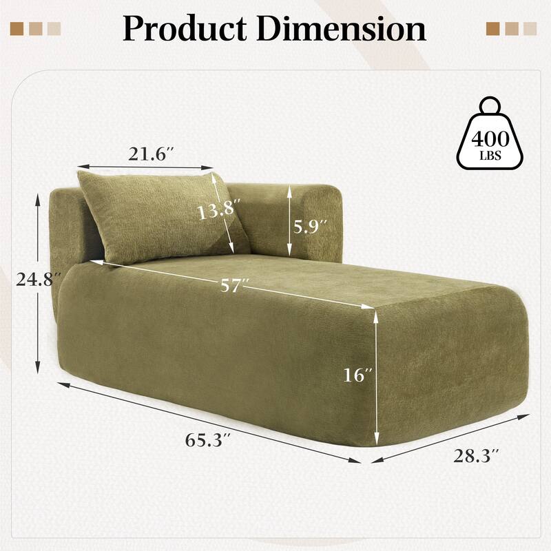 Bezseller Modern Chaise Lounge - Upholstered Sofa with Pillows for Bedroom & Living Room