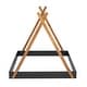 preview thumbnail 9 of 9, Full Size Tent Floor Kids Bed Frame with Triangle Structure and Safety Railings for Kids, Special Design, White+Natural