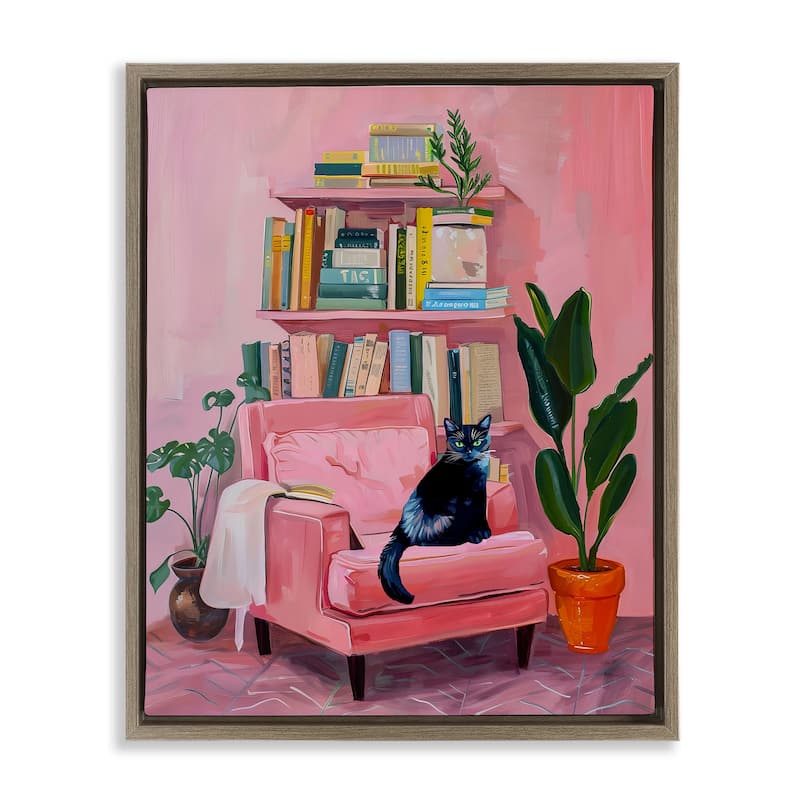 Stupell Calm & Cozy Pink Interior Framed Floater Canvas Wall Art Design By Lil' Rue - 25 x 31 - Brown