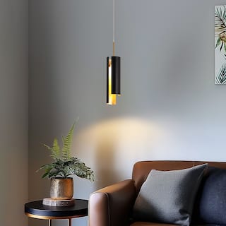 1-Light Modern LED Black Gold Kitchen Island Pendant Lights for Dining Room - 3.5" D x 14.5" H