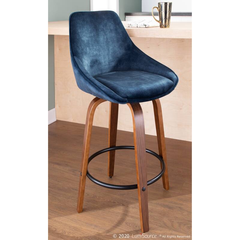 Carson Carrington Alba Velvet Counter Stool with Black Round Footrest (Set of 2)