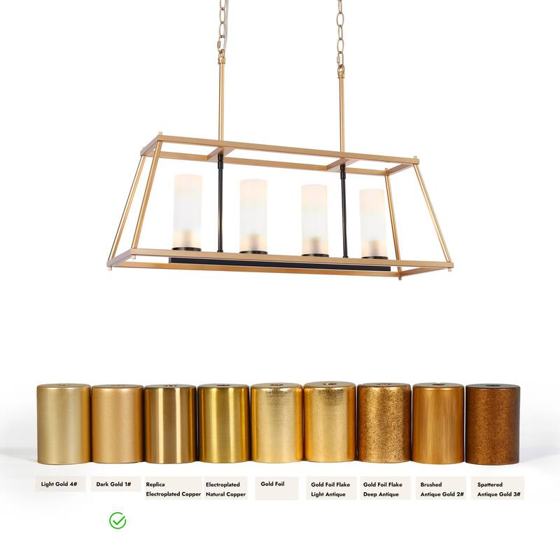 Modern Glam 4-Light Gold Linear Chandeliers Kitchen Island Lights for Dining Room - 28.5"L x 9"W x 19.5"H