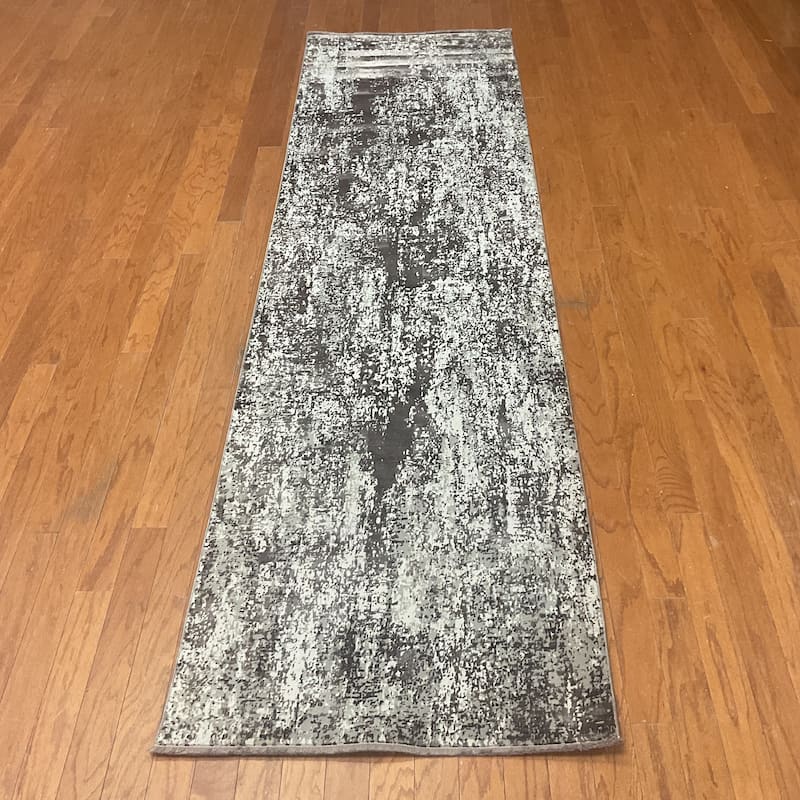 HERAT ORIENTAL Turkish Modern Erased Design Wool & Silk Runner - 2'7" x 9'10"