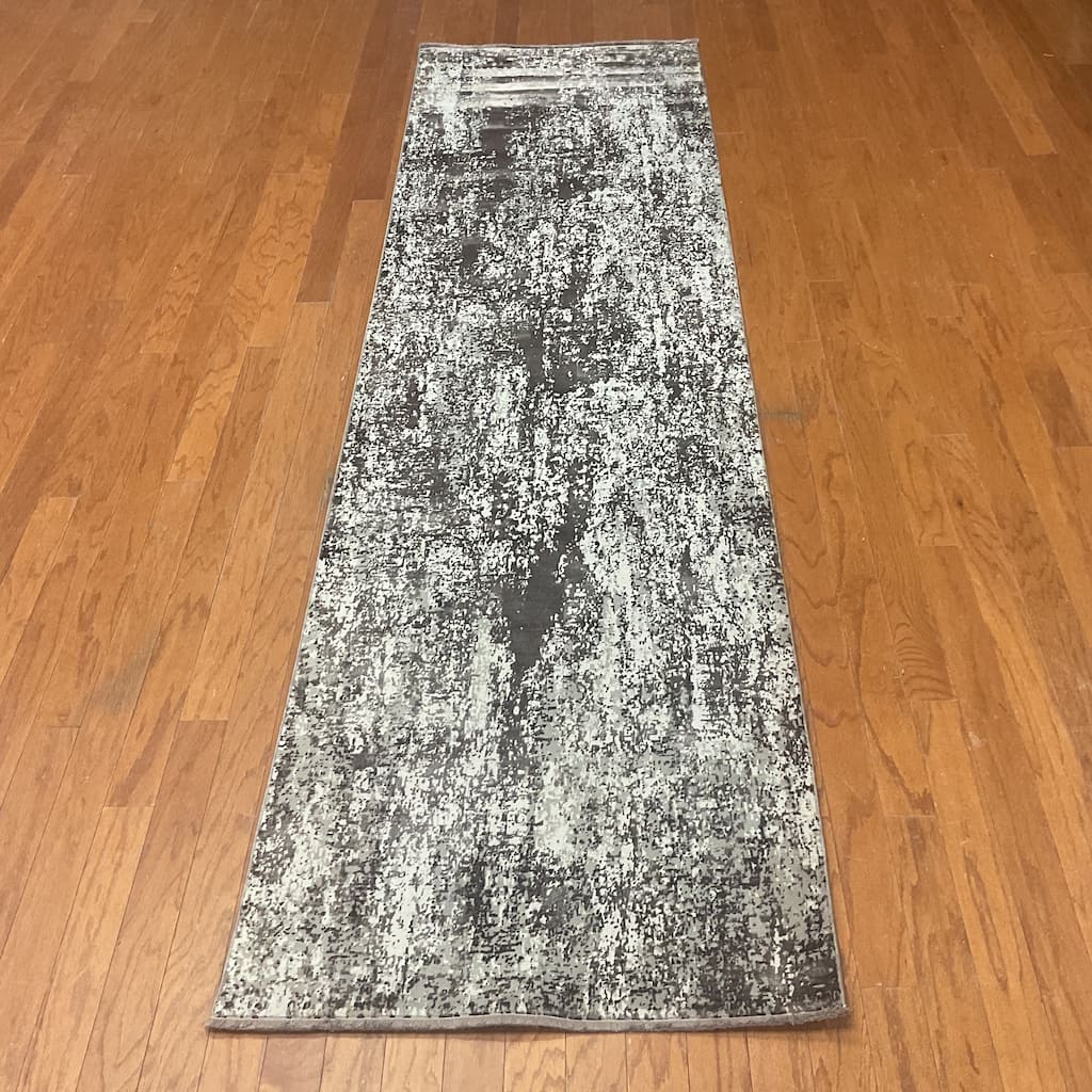 HERAT ORIENTAL Turkish Modern Erased Design Wool & Silk Runner - 2'7" x 9'10"