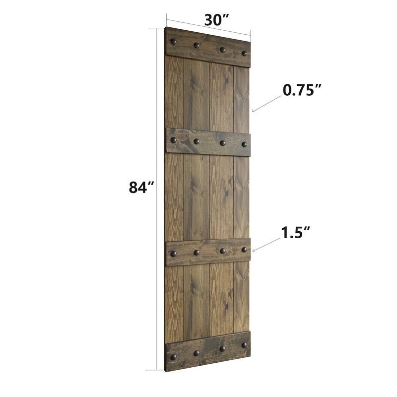 Coast Sequoia 24in./30in./36in. x 84in. Castle Series Pine Wood Sliding Barn Door With Hardware Kit