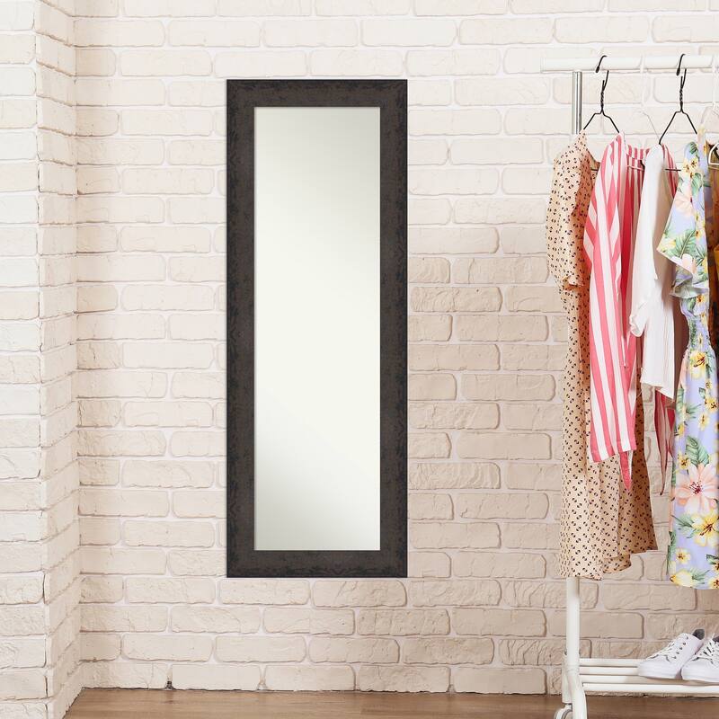 Dappled Non-Beveled Wood Framed Full-Length On the Door Mirror - Glass Size 14x48
