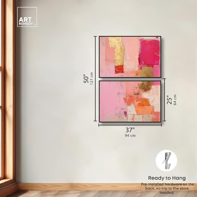 Petal Patchwork I Canvas Set of 2 by Art Remedy
