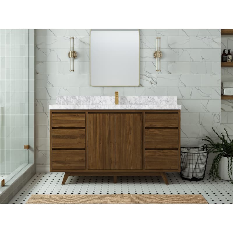 Willow Collections 60 in. W x 22 in. D Madison Teak Single Sink Bathroom Vanity with Countertop