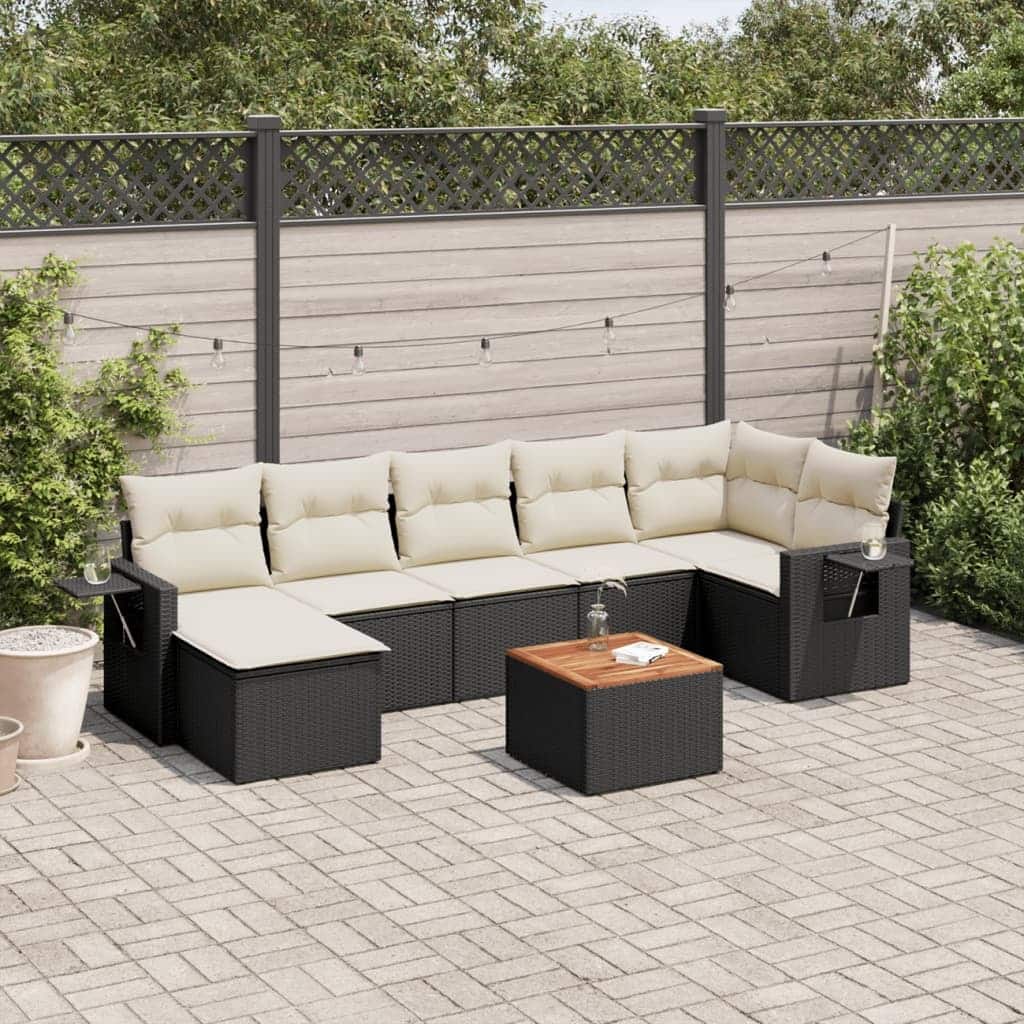 vidaXL Patio Sofa Set with Cushions Outdoor Furniture 8 Piece Poly Rattan