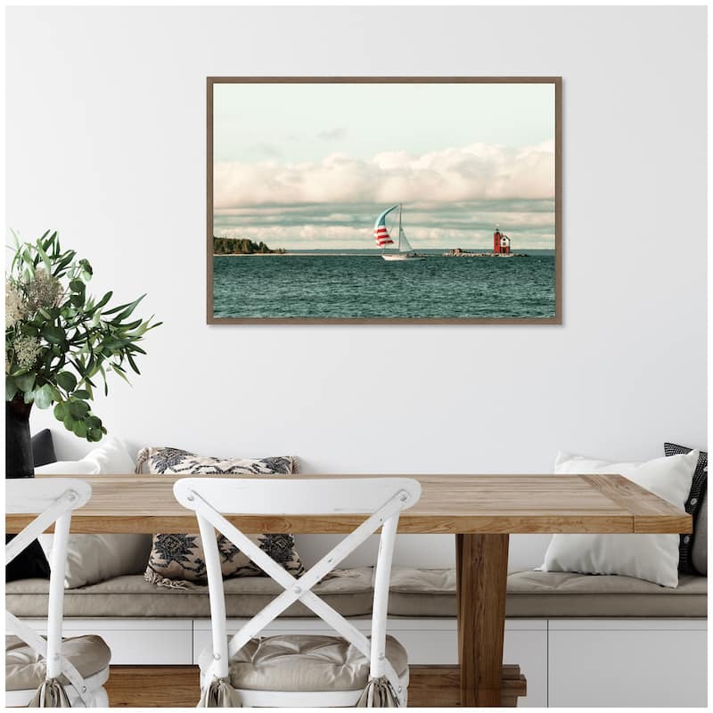 Kate and Laurel Sail 6869 by Alicia Bock Framed Canvas Wall Art Print