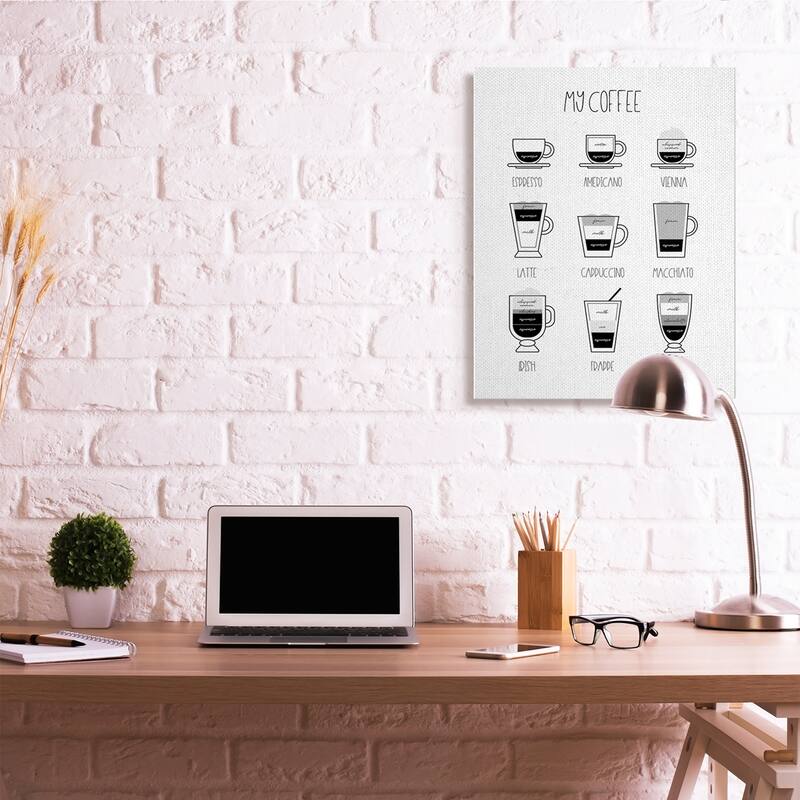 Stupell My Coffee Chart Kitchen Latte Drinks Canvas Wall Art