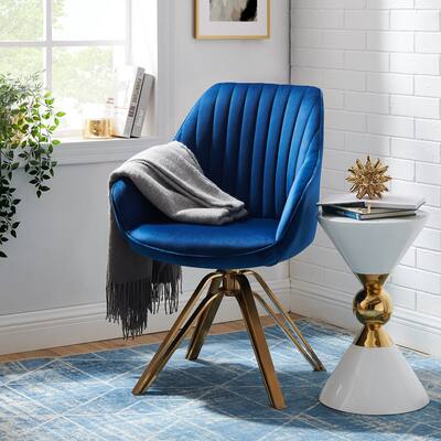 Art Leon Classical Swivel Office Accent Arm Chair with Golden Legs