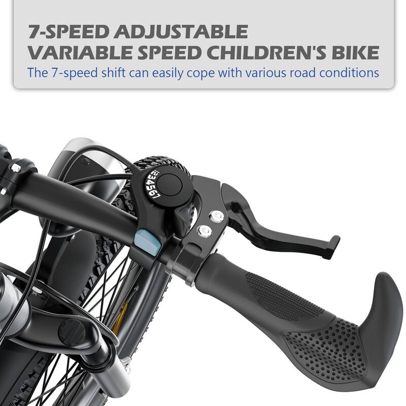 24 Inch Kids Mountain Bike for Boys & Girls Ages 7-12 – 7-Speed Gears, Dual Disc Brakes, Shock Absorber Front Fork, LED Light