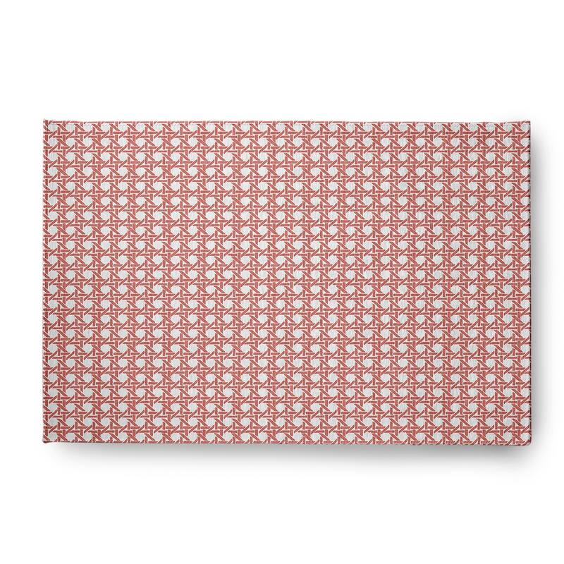 Rattan Geometric Rug - Coral - 3' x 5'