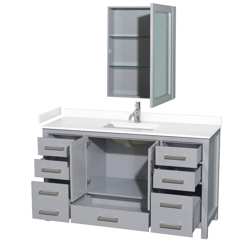 Wyndham Collection Sheffield 60" Single Bathroom Vanity, Carrara