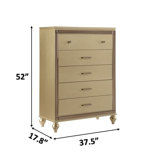 dimension image slide 9 of 26, Sterling 4PC/5PC Contemporary Bedroom Set with Mirror Accents and LED Enhancements