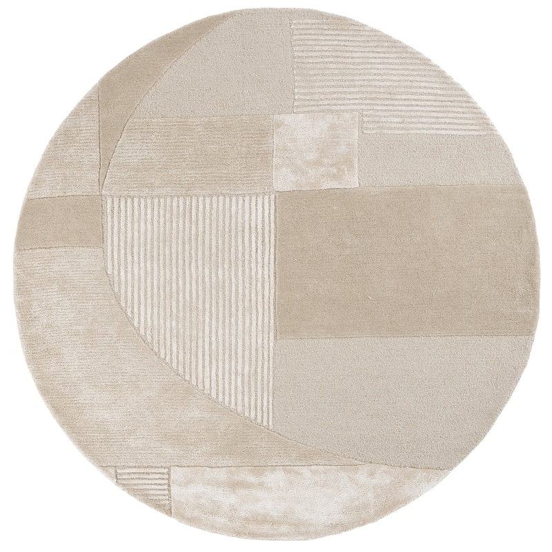 SAFAVIEH Handmade Fifth Avenue Milena Mid-Century Modern Viscose Rug - 6' Round - Beige