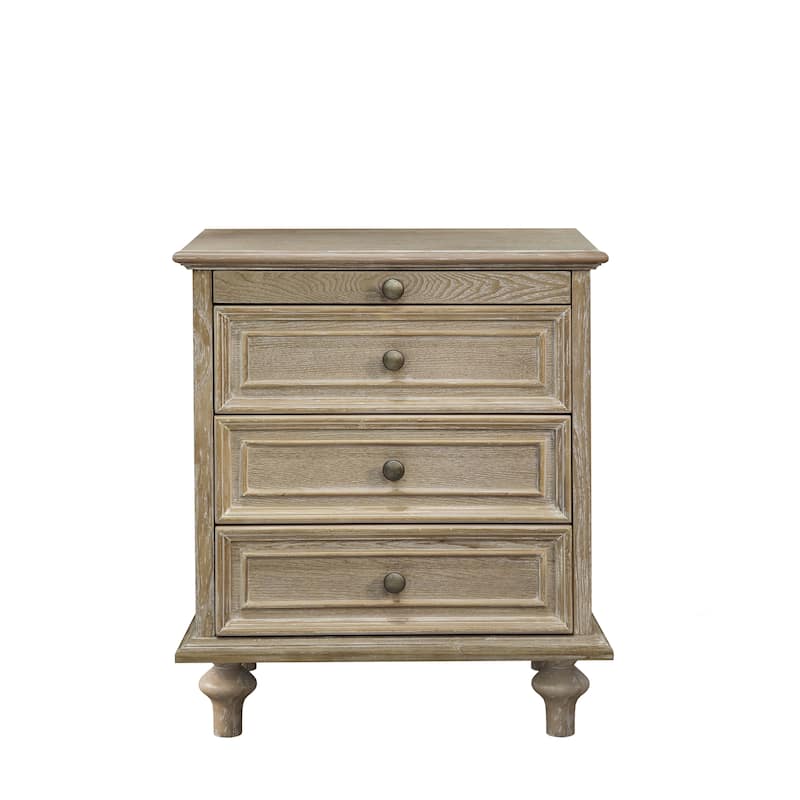 Nightstands Set of 2 with 4 Drawer,Wood Storage End Table with Hidden Pull-Out Shelf, 4 Solid Wood Feet and Metal Handle