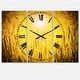 preview thumbnail 2 of 4, Designart 'Yellow Grass Flower at Sunset' Cottage 3 Panels Oversized Wall CLock - 36 in. wide x 28 in. high - 3 panels