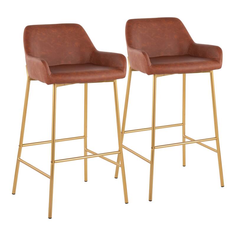 Silver Orchid Galotti Gold Fixed-Height Upholstered Bar Stool - Set of 2