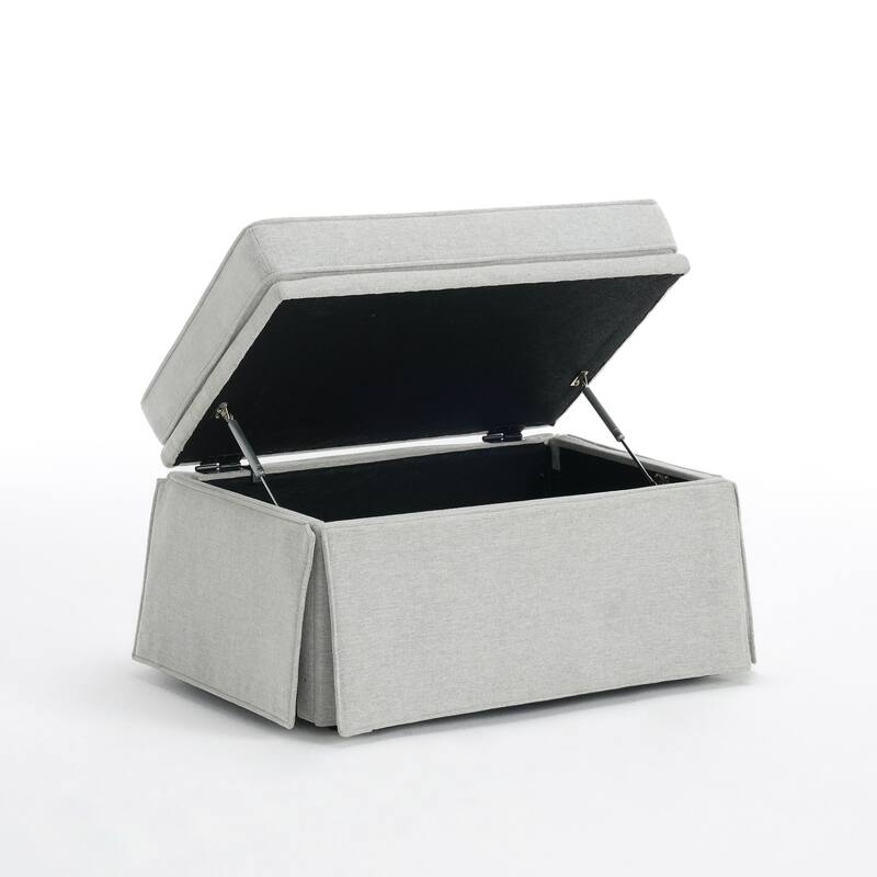 Modern Chenille Swivel Armchair and Storage Ottoman