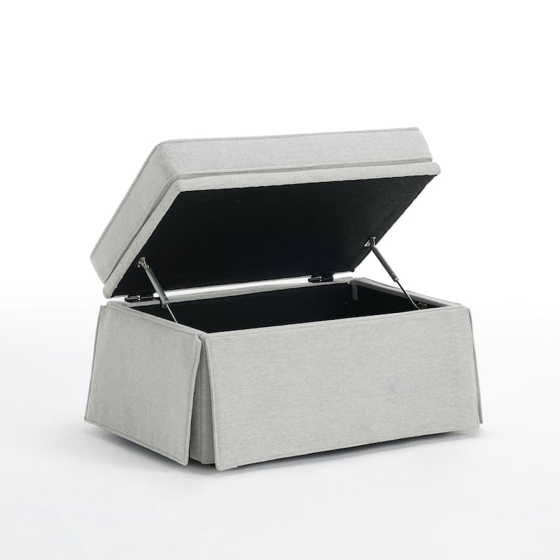 Skirted Swivel Accent Nailhead Barrel Chair With Storage Ottoman Set