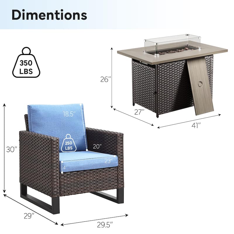 Outdoor Fire Pit Table with Patio Funiture