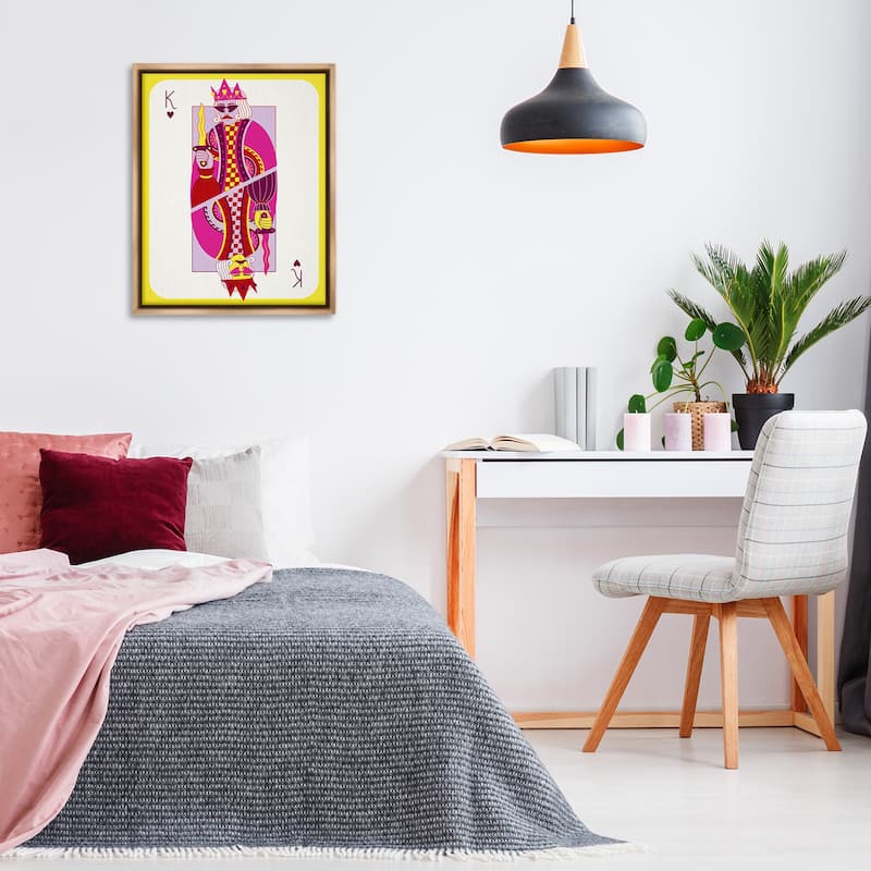 Stupell Bright Trendy King Card Framed Floater Canvas Wall Art Design By Grace Popp
