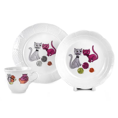 Cutie Cats Porcelain Kids Dinnerware Set of 3