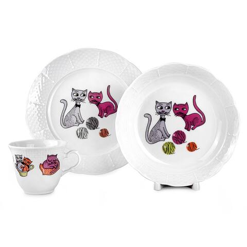 Cutie Cats Porcelain Kids Dinnerware Set of 3