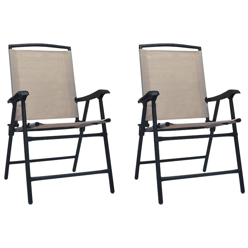 vidaXL 2x Folding Patio Chairs Texilene Camping Dinner Chair Seat Multi Colors