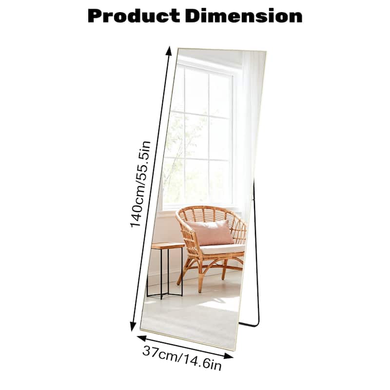 Full Length Mirror with Stand, Floor Mirror with Frame, Full Body Mirrors, Free Standing or Wall-Mounted Mirrors for Living Room