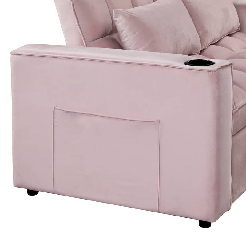 Multi functional Sofa Bed with Cup Holder and USB Port for Living Room