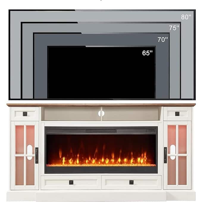 70" Farmhouse Fireplace TV Stand, Entertainment Center, Console Table